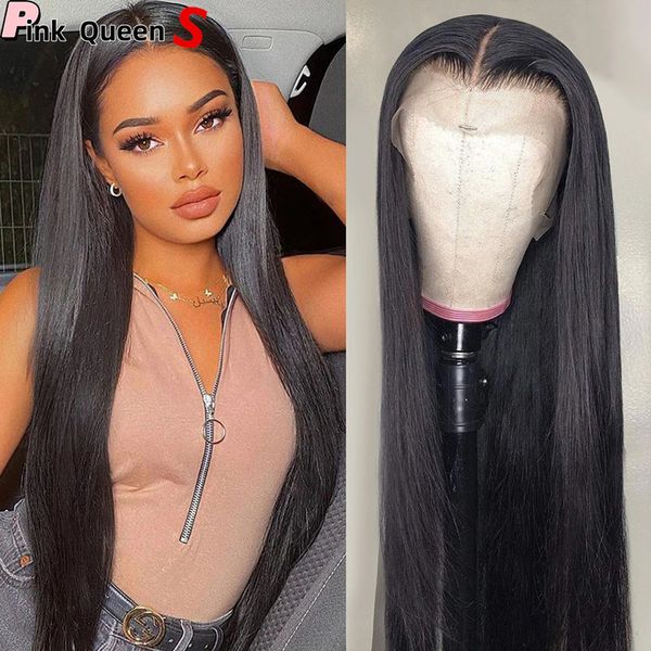 2024 schwarze synthetische Perücke 13 * 4to Bomshell Lace Front Perücke hitzebeständige Faserhaar Echthaar lose Scheitel Damen kein Kleber koreanischer Hochtemperaturdraht 66 cm