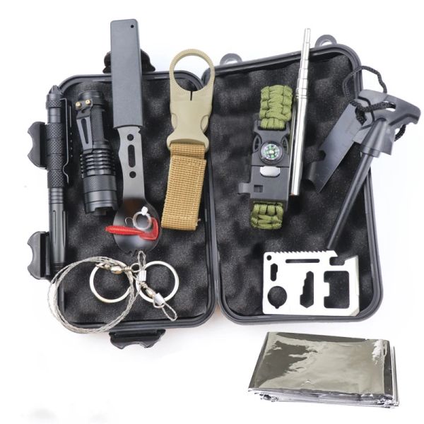 Survival Survival Kit Set Camping Reisen Multifunktionsausrüstung Erste Hilfe SOS Wildnis Abenteuer Notfallbox