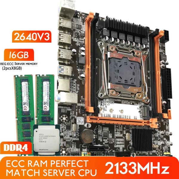 Conjunto placa-mãe Atermiter ddr4 d4 com xeon e5 2640 v3 LGA2011-3 cpu 2pcs x 8gb = 16gb 2133mz memória ram ddr4 reg ecc 240314