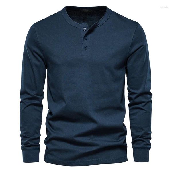 Camiseta masculina outono casual tamanho europeu em torno do pescoço de manga comprida t-shirt para comércio exterior magro ajuste esportes bottom top