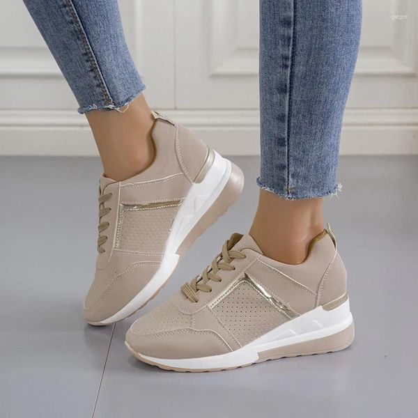 Scarpe Casual da donna Sneakers robuste piattaforma tinta unita cerniera inferiore spessa Zapatos De Mujer vulcanizzati da donna