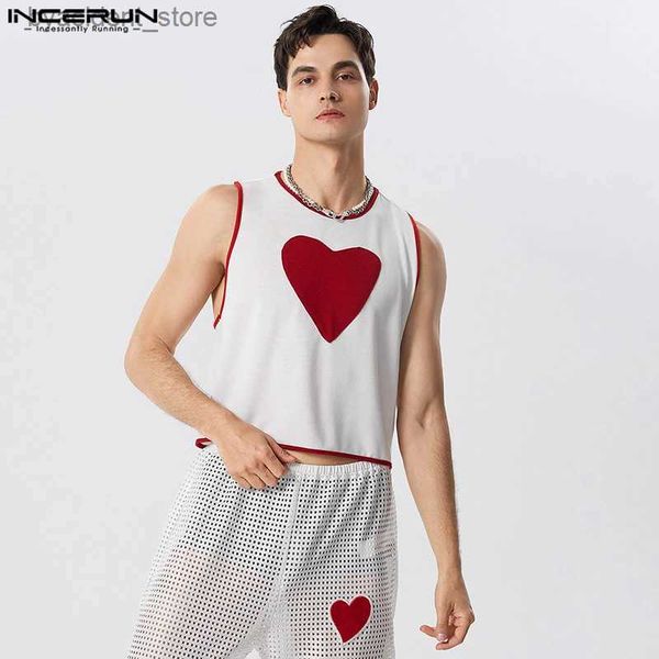 Herren Tank Tops Stilvolle Party Heißer Verkauf Tops Herren Mode Brust Liebe Muster Weste Casual Männlich Patchwork Ärmellose Westen S-5XL 2023 L240319