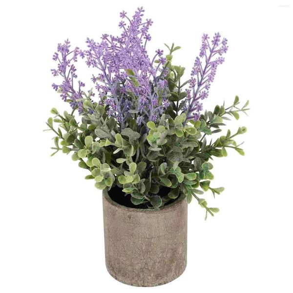 Flores decorativas 1pc lavanda simulação flor bonsai mesa falsa planta decoração verde