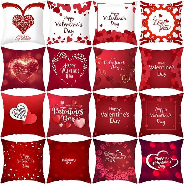 Travesseiro Dia dos Namorados Caso Vermelho Carta Amor Pêssego Pele Impressão Capa Carro Sofá Almofadas Decorativas