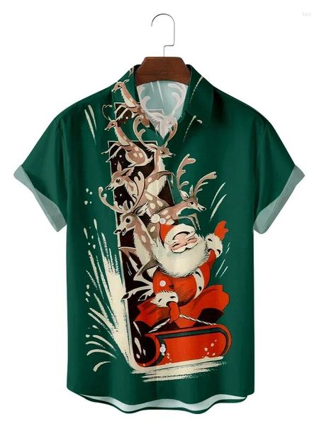 Мужские повседневные рубашки 2024 God Santa Robe Camisa Рубашка Красочное гавайское платье-мешок большого размера Роскошная одежда