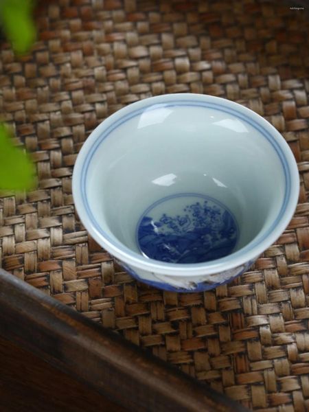 Conjuntos de chá Jingdezhen Azul e Branco Balde Cor Amostra Xícara de Chá Proprietário de Casa Antiga Porcelana Pressionada Mão de Alta Qualidade