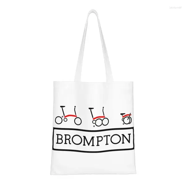 Sacos de compras Reciclagem Merch Bromptons Bolsa Mulheres Canvas Ombro Tote Durável Dobrável Bicicleta Comprador