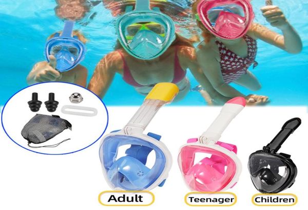 Kinder Vollgesichts-Schnorchel-Schwimmmaske, Tauchen, Antibeschlag, Tauchausrüstung, Unterwasserbrille, Atemsystem für Kinder und Erwachsene 2207061290160