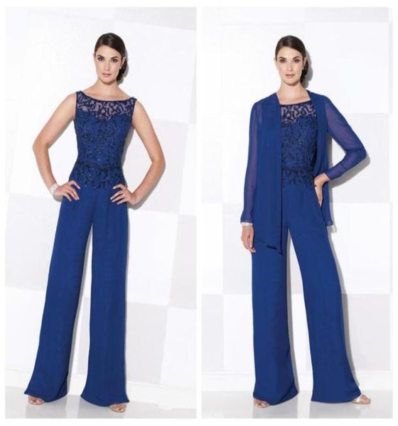 2019 formal mãe da noiva calça ternos elegante macacão com jaqueta de manga longa verão vestidos formais nupcial mother039 part4335796