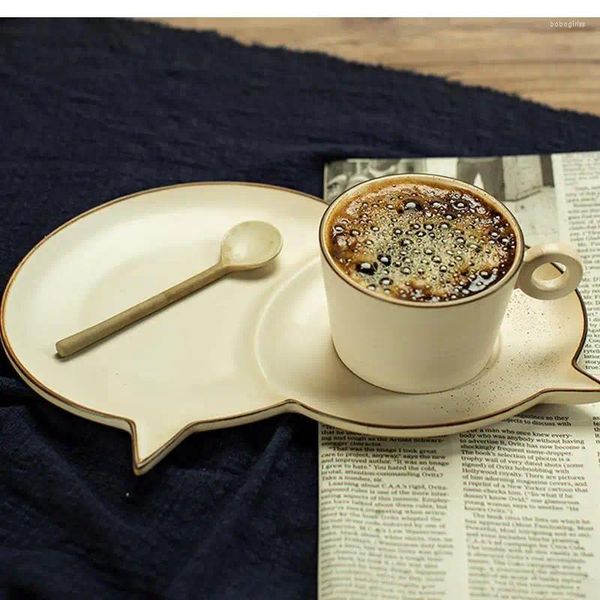 Tazze Tazza da caffè retrò giapponese Piattino in ceramica Cucchiaio Set Ghirlanda con colazione pomeridiana