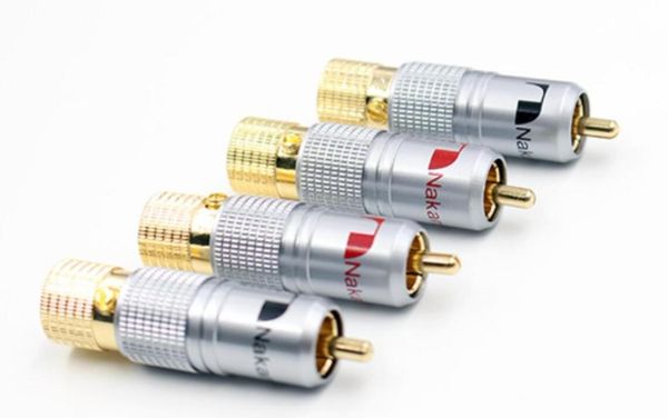 Hifi 8 pz Nakamichi 10mm Placcato Oro RCA Spina di Bloccaggio Non Saldare Spina RCA Connettore Coassiale Presa Adattatore fabbrica di Alta Qualità4588527