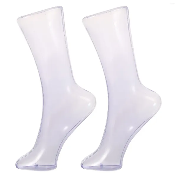 Dekorative Platten Kunststoff Transparent Fuß Form Mannequin Display Für Socken Stand Modell Kleid Fußkettchen Gefälschte Füße