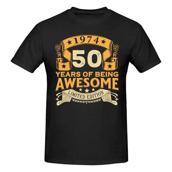 Homens camisetas Grande 50º aniversário camiseta roupas de rua oversized o-pescoço algodão personalizado mangas curtas mens camiseta j240319