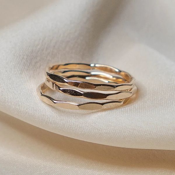 14k ouro preenchido dapped empilhamento anel boho jóias de ouro anillos mujer bague femme minimalismo junta anel para mulher 240313