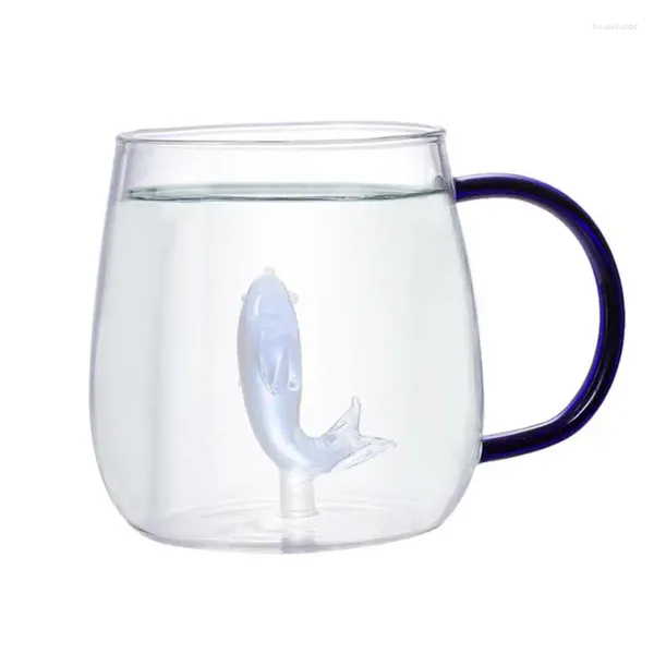 Tassen 3D-Kaffeetasse mit niedlichem Tier im Inneren, Figur, transparentes Glas, platzsparend, Cartoon-Teetasse für
