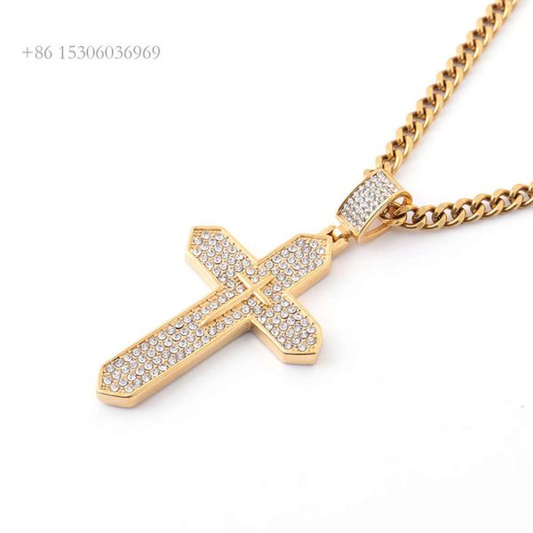 Pingente de peça de Jesus cruz de moissanite para fazer pingentes cheios de ouro 14K joias masculinas hiphop