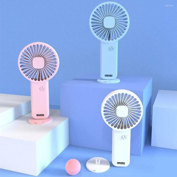 Estatuetas decorativas portátil usb carregável mini ventilador ventiladores de mão com base verão ao ar livre mão segurar suporte do telefone