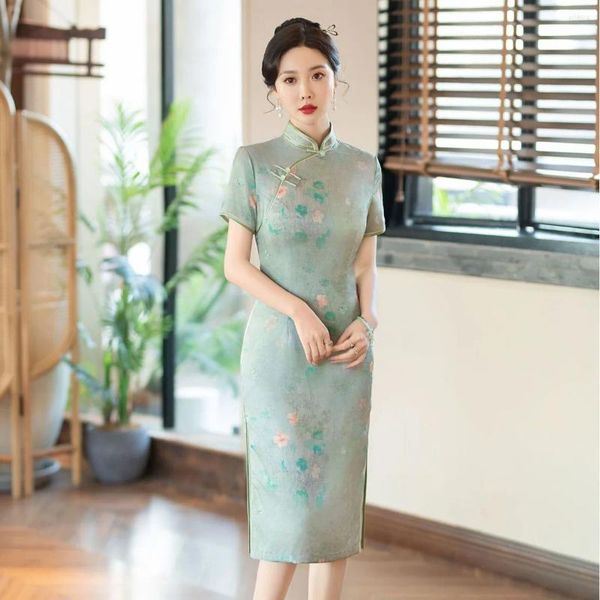 Ethnische Kleidung, Cheongsam, Hochzeit, besonderes Interesse, Abendkleid, enge Taille, Temperament, Bankett, gute Qualität, mit Verlobung