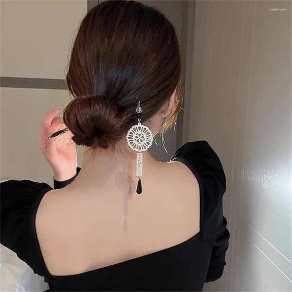 Grampos de cabelo vara meninas fã de madeira borla estilo hairpin roupas chinesas acessórios materiais madeira pauzinhos h9