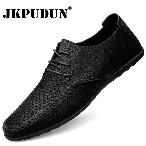 Schuhe Sommer hohl aus Lederschuhen Männer Luxus italienische Männer lässige handgefertigte Moccasins Designer atmungsaktiver Bootsschuhe Zapatos Hombre