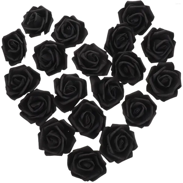 Flores decorativas 100 pcs pétalas de flores de rosa artificiais falsas rosas pretas para artesanato cabeça falsa noiva