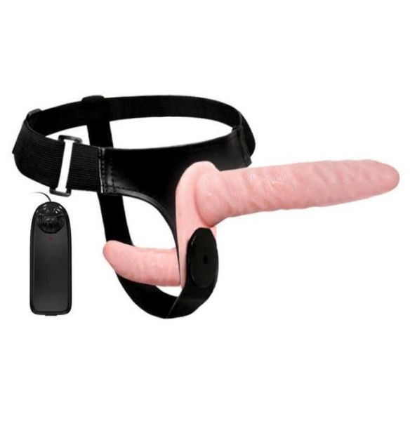 Imbracatura ultra elastica Doppio dildo Realistico Strapon Vibratori Prodotti erotici Giocattoli sessuali per donne Adulti 18 Officina meccanica 214967844