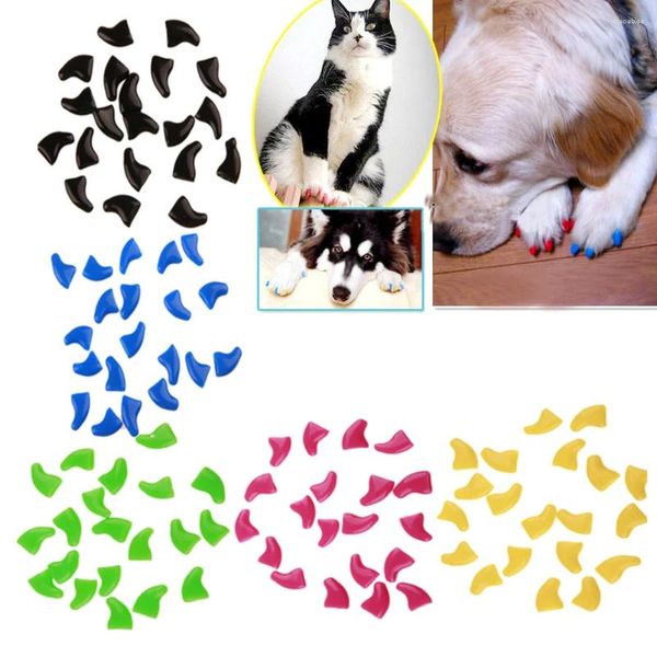 Hundebekleidung 100pcs Kätzchenkrallenabdeckungen für Katzen Schöne PET -Steuerelementnagelschutzkatze und Größe XS (verschiedene Farbe)