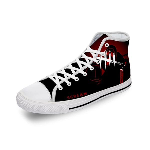 Sapatos Hot Movie Scream Ghostface Horror White Fashion Moda 3D Impressão alta Top Top Shoes Men Mulheres tênis leves leves respiráveis