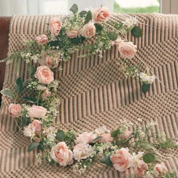 1 7 м шелковая гирлянда из роз и пионов, искусственные цветы, листья эвкалипта, лозы, растения для свадебной арки, дверные проемы, декор стола