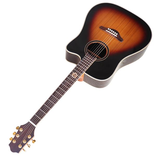 Kabeln Solid Acoustic Gitarre 6 String Cutaway Design Massivholz Top Folk Gitarre Gutes Handwerk