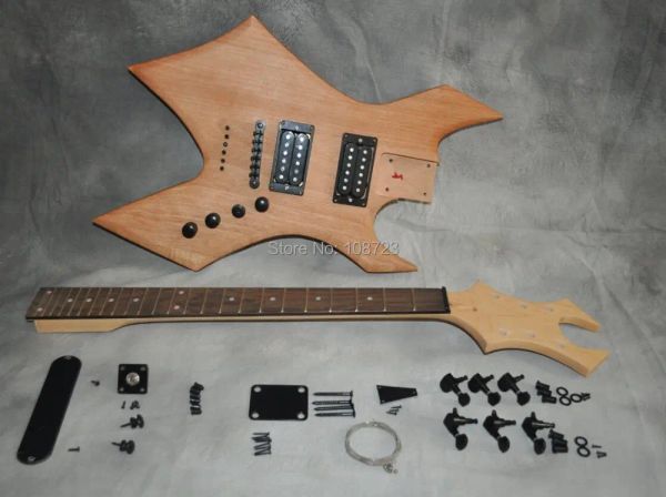 Gitarre DIY E-Gitarre Kit Mahagoni Korpus Ahorn Hals Palisander Griffbrett