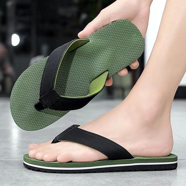 Chinelos flip flops homens casa confortável leve tendência sapatos casuais para praia de verão masculino 2024