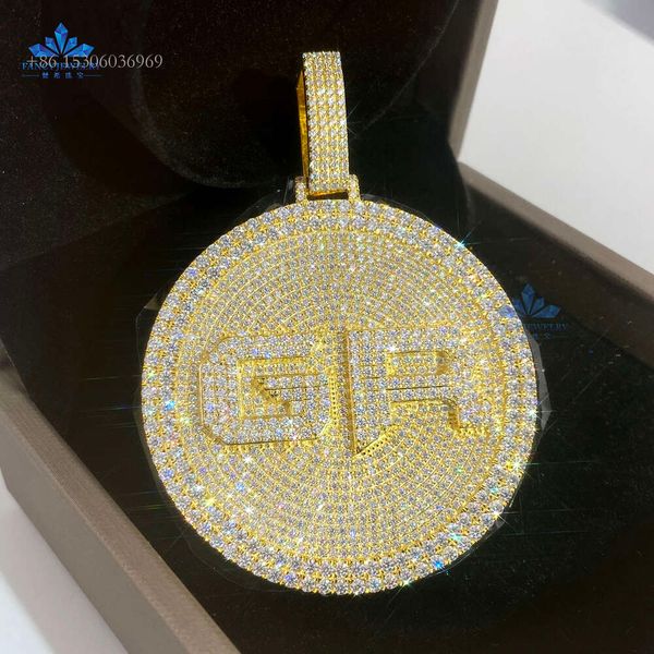 Fábrica personalizada iced out moissanite laboratório hiphop nome corrente pingente passagem diamante testador masculino tira 10k jóias de ouro