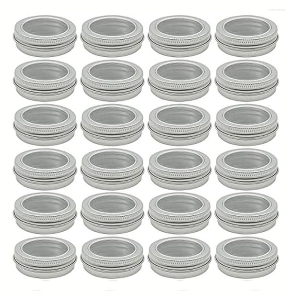 Aufbewahrungsflaschen 50 Stück 2 Unzen Aluminium-Zinnglas 60 ml 100 ml nachfüllbarer Behälter Klarer oberer Schraubdeckel Runde Flasche für kosmetische Lippencreme