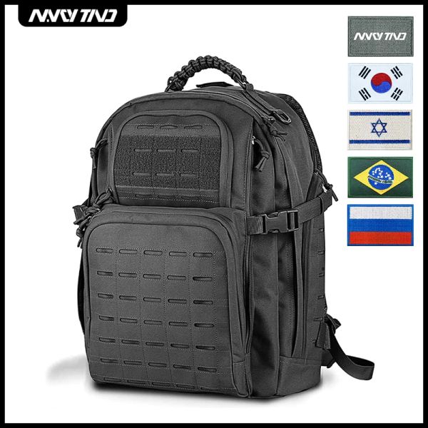 Bolsas de mochila tática Estilo do exército Saco de caça ao ar livre 3p Molle Assault Pack EDC masculino para camping Case de armas militares 45L preto