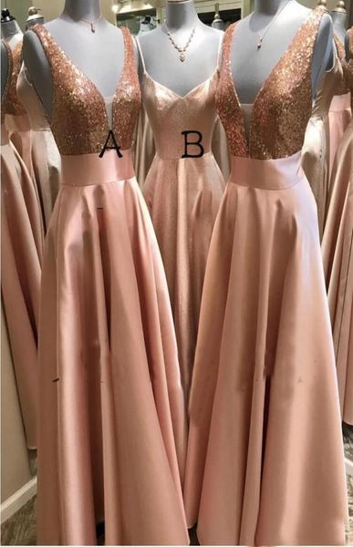 Rose Gold Lantejoulas Vestidos de Dama de Honra para África Design Exclusivo 2019 Novo Comprimento Completo Vestidos de Convidados de Casamento Junior Maid Of Honor Dress 1902516