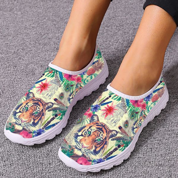 Piatti istantarts Fashion Tiger Jungle Design Scarpe da esterni per esterni scarpe da stampa tigre fumetti scarpe da casa flatunica flatine sneaker