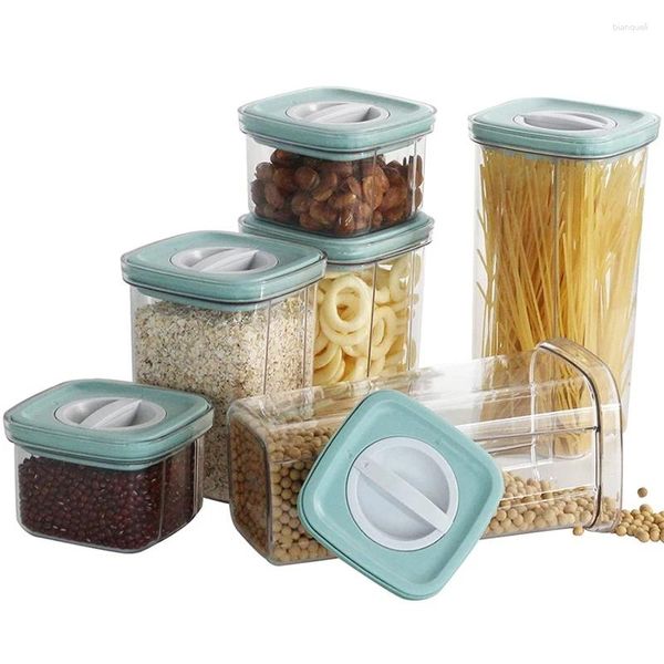 Bottiglie di stoccaggio 6 pezzi Contenitori per alimenti per cereali Sigillati per dispensa da cucina/Resistenti all'umidità - Perfetti per set di liquidi per alimenti secchi