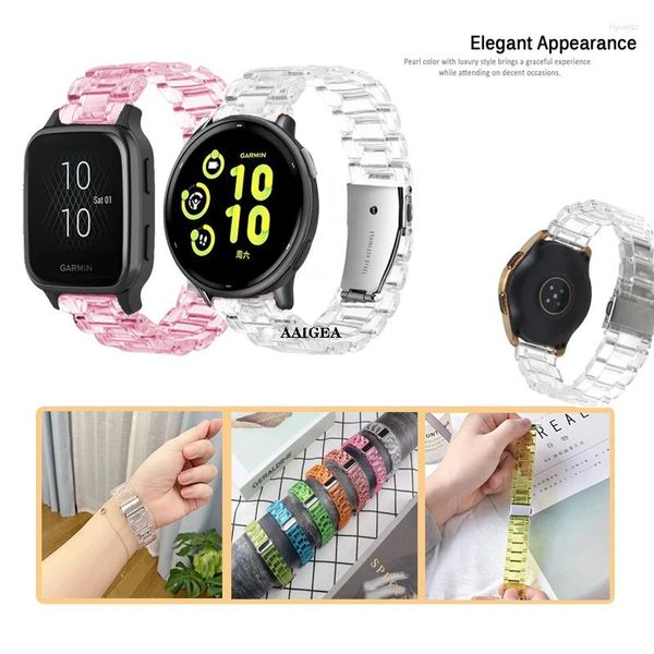 Uhrenarmbänder 20mm 22mm Band Transparentes leichtes Harzarmband für Garmin Venu 3 / Sq 2 Active 5 645 245 55 255 265 Vivoactive