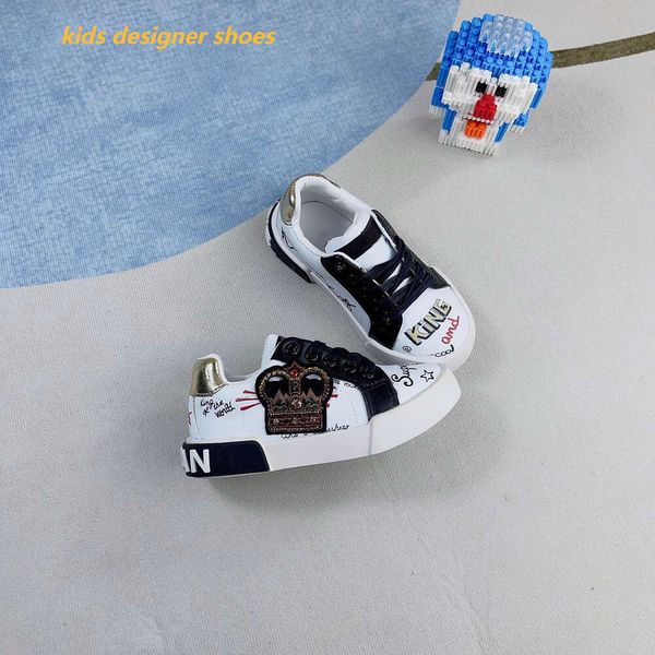 sneakers per bambini scarpe per bambini di marca per bambini scarpe da skateboard Bambini in morbida pelle ricamata stampata per bambini ragazzo e ragazza Scarpe da ginnastica per bambini con graffiti B6