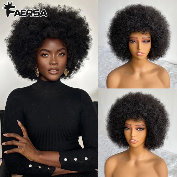 Parrucche capelli corti afro parrucche ricci piene con frangia per donne nere africane africana ombre gluteless cosplay cosplay bionda naturale parrucca blu rosso