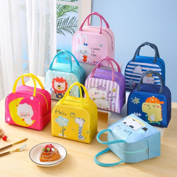 Borsa per il pranzo per bambini dei cartoni animati Borsa per riporre Bento Box carina per studenti delle scuole Borsa per il ghiaccio da viaggio all'aperto Borsa da picnic Borsa portatile per isolamento termico YFA2031