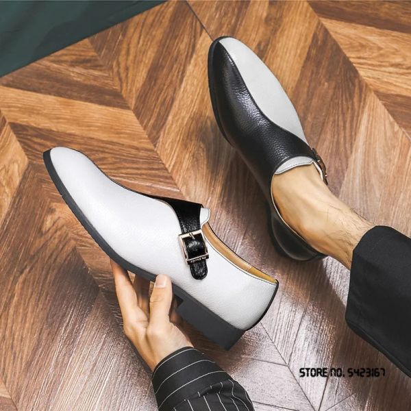 Schuhe neuer spitzer Schwarz mit weißen Oxford Schuhen für Männer formelle Hochzeit Prom Kleid Heimkehr Party Festzug Sapato Social Masculino