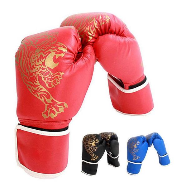 1 par adultos crianças luvas de boxe malha chama respirável couro do plutônio treinamento luvas de combate sanda luvas de treinamento de boxe8541111