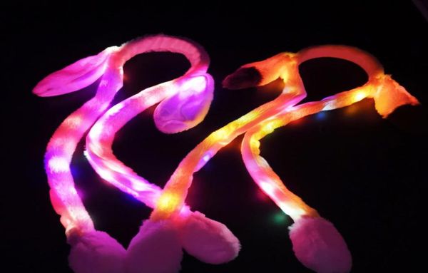 Light Up Headband Party Favors Led Jump Bunny Ear Hair HoopPlush Animal Move Headdress Halloween Traje de Páscoa Props1875398