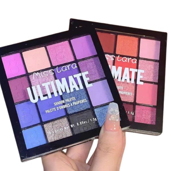 Shadow Miss Lara Lidschatten-Palette mit 16 Farben, bunt, perlmuttartig, matt, glitzernd, Lidschatten, Highlighter, Schimmer, pigmentiertes tragbares Make-up