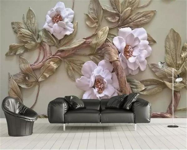 Papel de parede 3d em relevo flor árvore sala de estar quarto fundo cozinha decoração pintura mural papéis de parede revestimento5410921