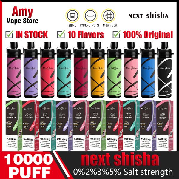 Marca originale Next Shisha Narghilè 10000 Puff Bar Puff 10K Elettronico 650 mAh Batteria ricaricabile Vapers Sigarette 10 Sapori 5% Penna Vaper usa e getta