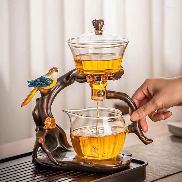 Teegeschirr Sets 2024 Glas Automatische Tee-Set Für Haushalt Licht Luxus High-end-Teetasse Magnetische Teekanne Faul Maker