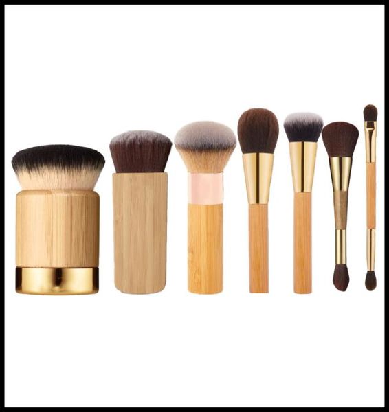 The Brushes Bamboo Foundation Frame Work Двусторонняя кисть для бровей Power Contour Bronzer - Плотная мягкая синтетическая кисть для отделки волос Инструмент для косметической косметики4047307